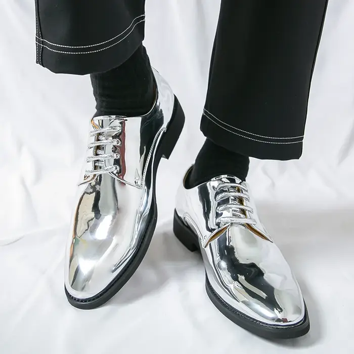 YEHENG Chaussures habillées métalliques brillantes pour hommes
