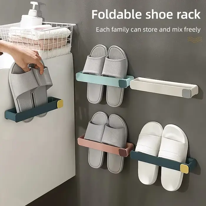 Support mural adhésif sans perçage pour chaussures et pantoufles de salle de bain