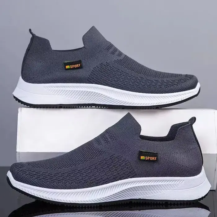 Chaussures de course à enfiler pour hommes, respirantes, légères, en mesh, style sportif décontracté