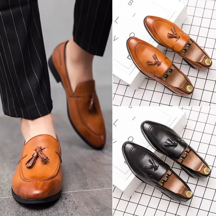 Wedding Shoes For Men Slip On Loafers Trend Tassels Leather