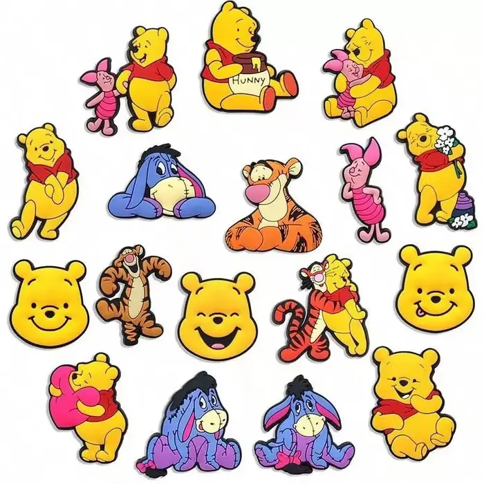 Breloques pour chaussures Winnie Pooh, 17/20 pièces, accessoires de décoration pour chaussures de de