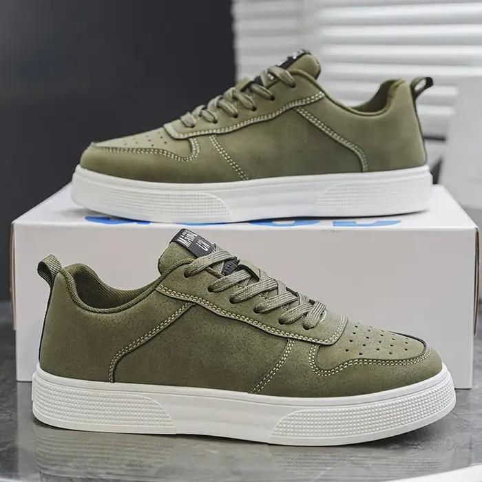 Baskets basses vertes pour hommes