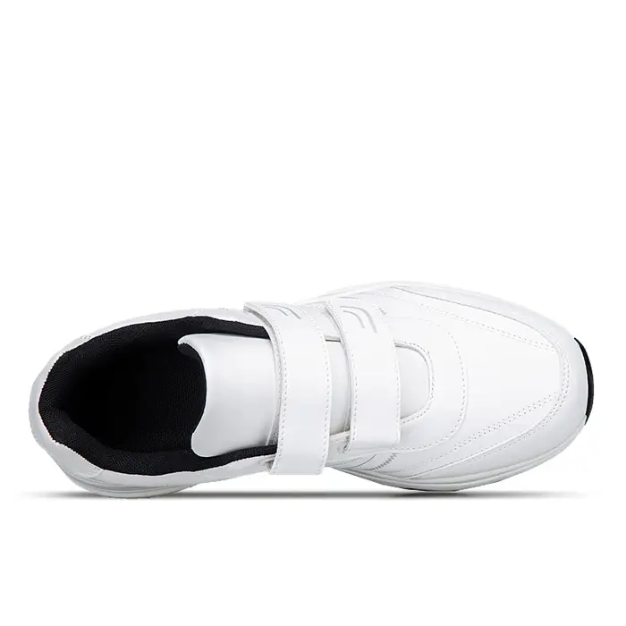 Chaussures de sport décontractées en cuir noir pur pour hommes, ajustables avec fermeture auto-agrip
