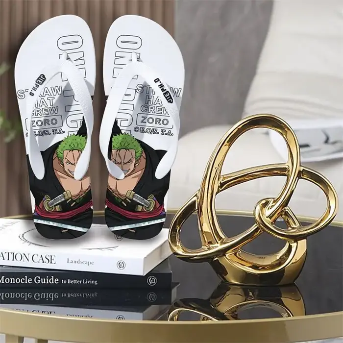 Tongs d'été pour hommes, style anime, sandales de plage, motif de dessin animé cool imprimé, semelle
