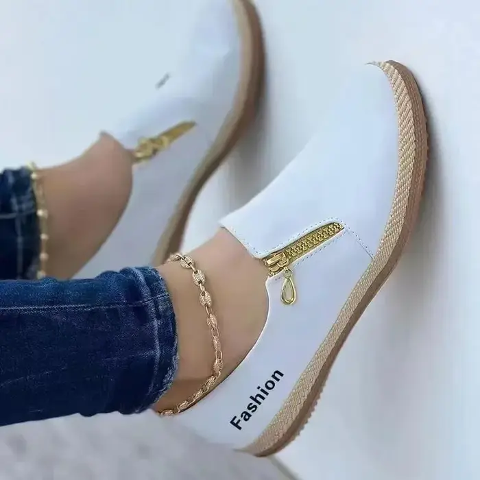 Chaussures plates noires chaussures De sport pour femmes printemps été concepteur marche espadrilles décontractées femmes Rome chaussures De course fermeture éclair Zapatos De Mujer