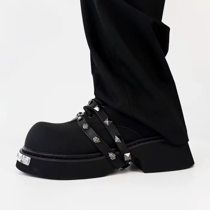 Hommes femmes à semelles épaisses grosse tête rétro Derby chaussures mode haute qualité en cuir