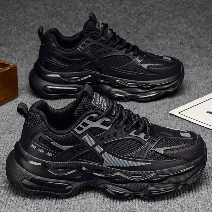 Chaussures de sport décontractées pour hommes en noir pur luxueuses