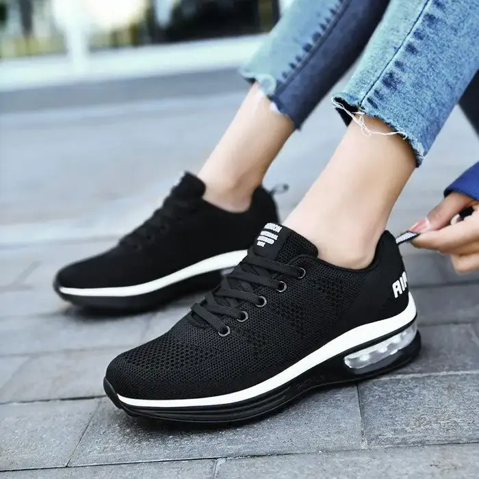 Baskets violettes pour femmes, chaussures respirantes en maille tricotée, baskets de marche à coussi