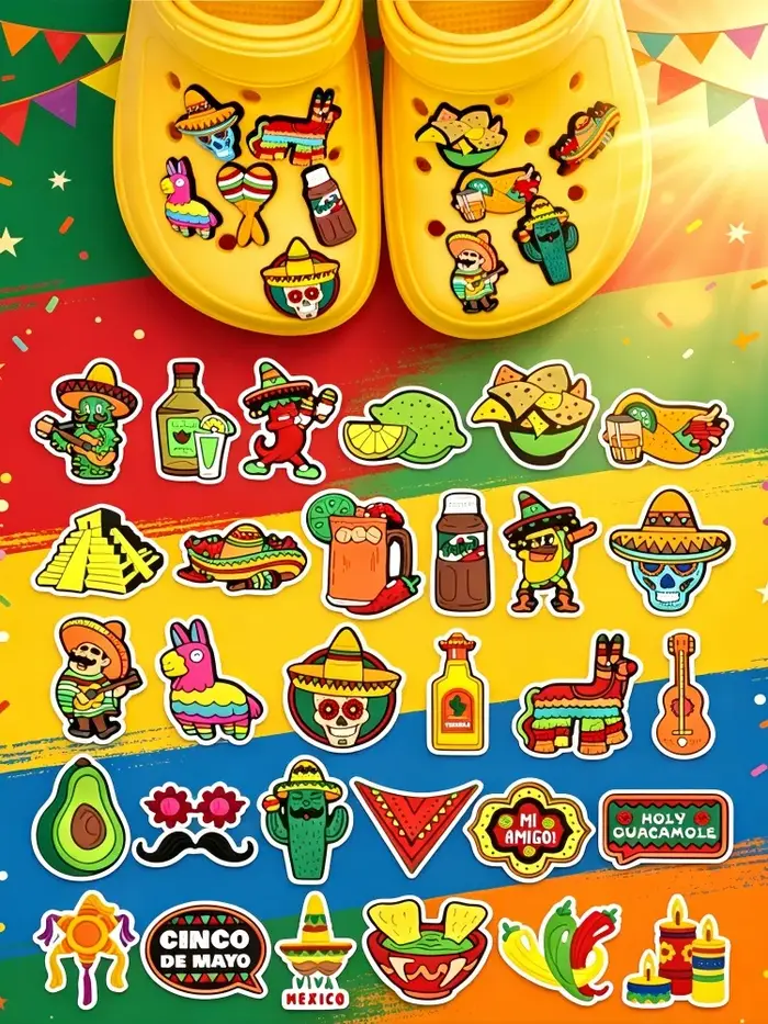 30 breloques mexicaines pour chaussures, pour adolescents, garçons et filles, breloques de chaussure