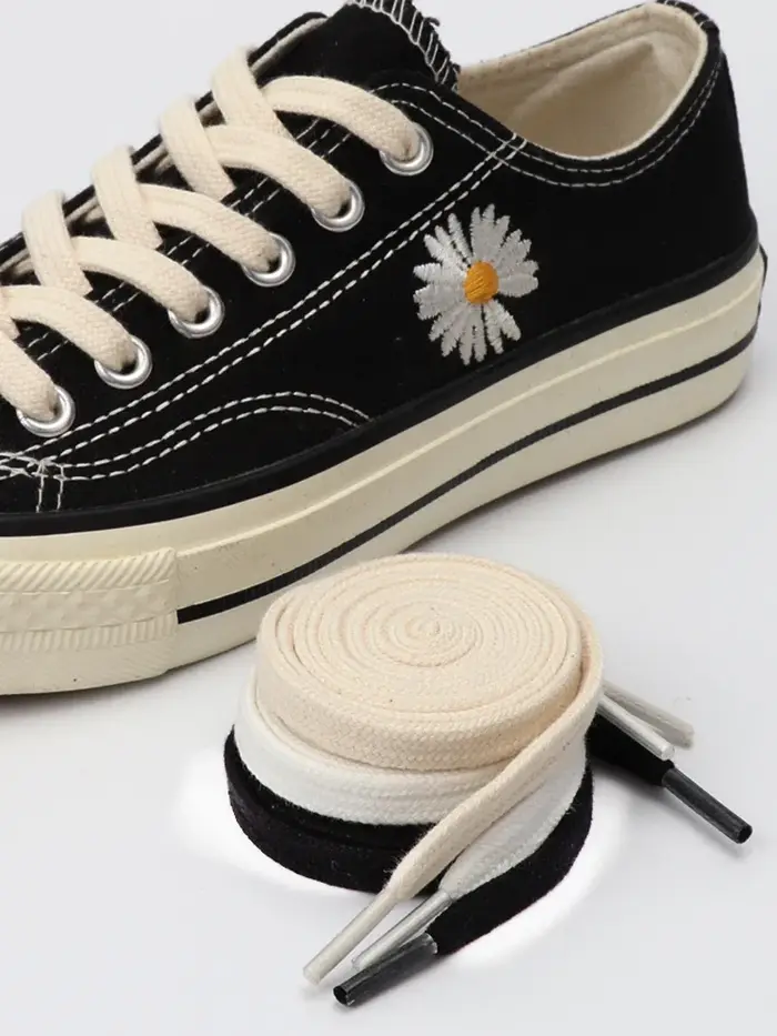 Lacets plats en coton pour chaussures baskets classique rétro Double tissage femmes et hommes