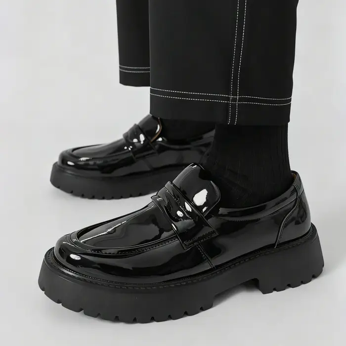 Mocassins Penny Classiques à Semelle Épaisse pour Hommes – Chaussures Habillées Blanches Formelles pour Gentleman
