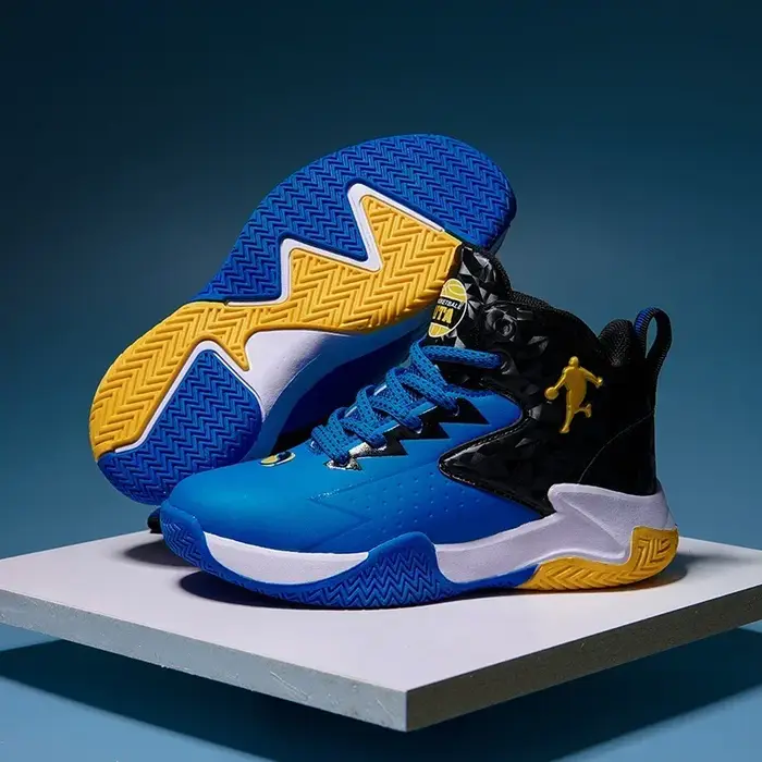 Chaussures de basket-ball pour enfants, baskets respirantes et antidérapantes à lacets pour garçons 