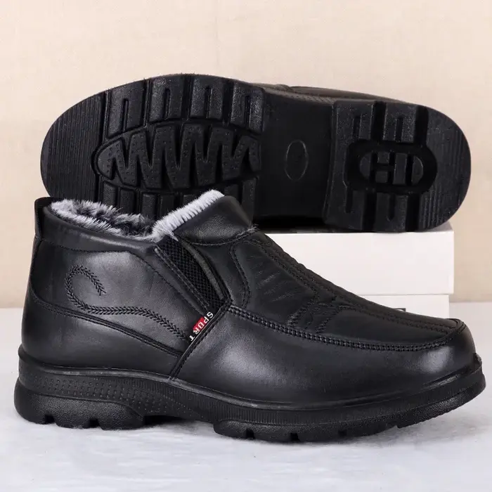 Chaussures pour hommes 2025 hiver mode chaussures en coton antidérapantes hommes en cuir épaissi imp