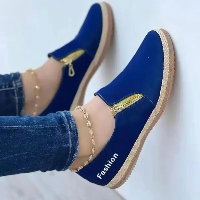 Chaussures plates noires chaussures De sport pour femmes printemps été concepteur marche espadrilles décontractées femmes Rome chaussures De course fermeture éclair Zapatos De Mujer