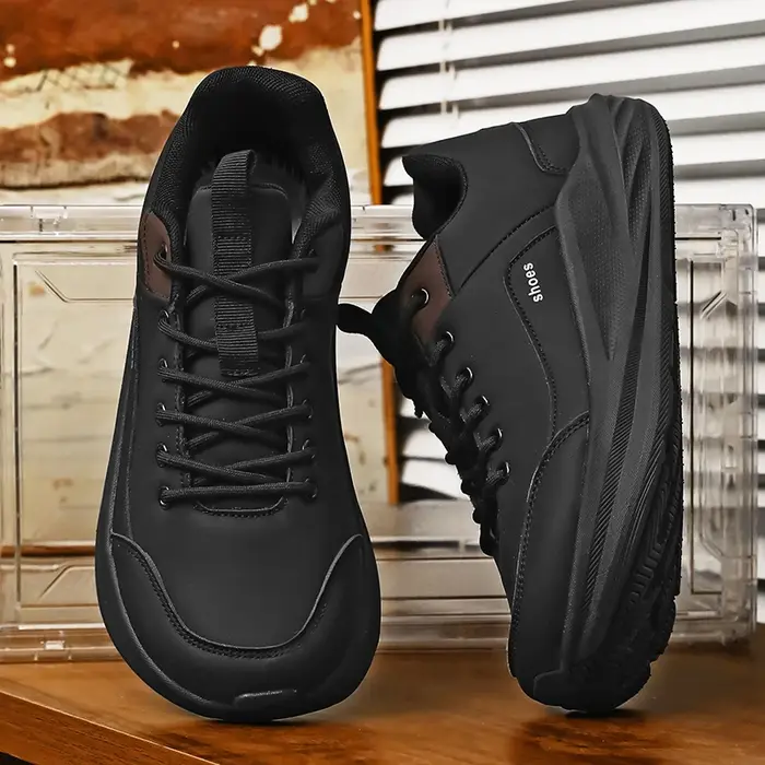 Chaussures larges en cuir pour hommes, automne et hiver, grande taille, noires, semelle épaisse, 4E 
