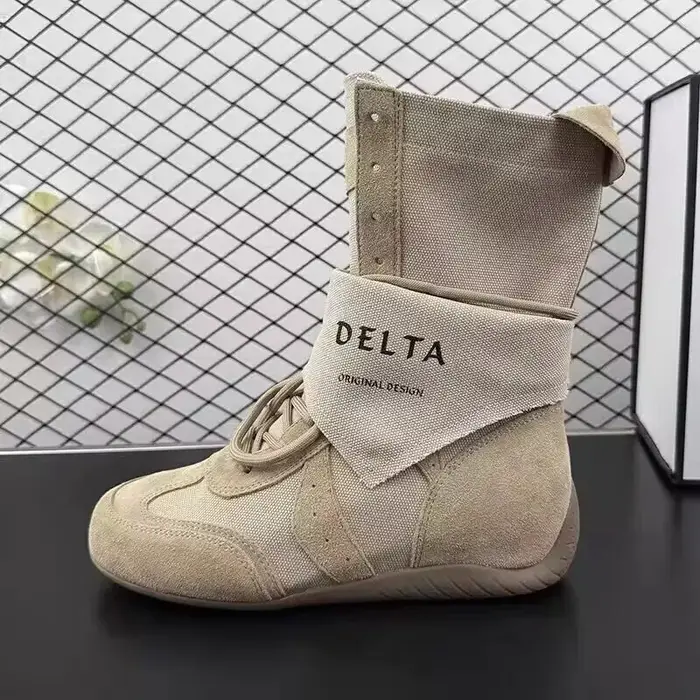 Chaussures de sport montantes pour femme, collection automne 2026, décontractées, en toile, pour la marche, bottes de neige à lacets, bout rond, tendance, Zapatillas Mujer