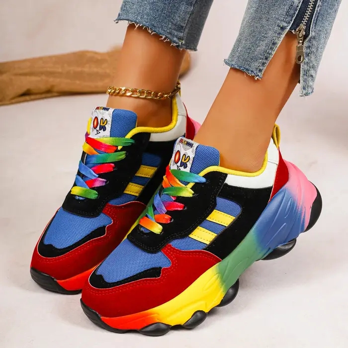Femmes baskets De course mode coloré espadrilles décontractées femmes confort à lacets en plein air plate-forme chaussures pour femmes Zapatos De Mujer