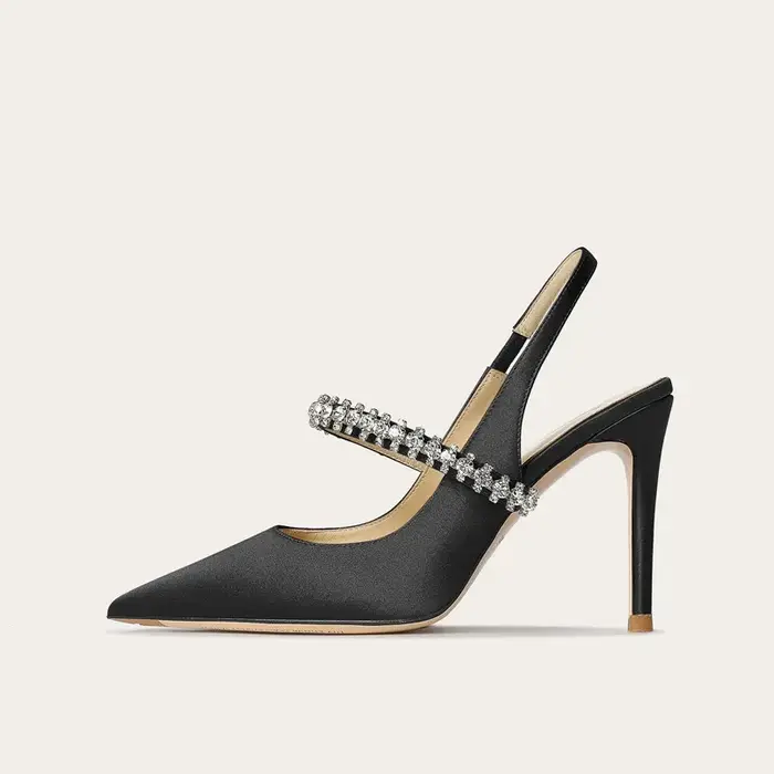 Grande taille 32-45 femmes chaussures nouveau diamant d'eau talon mince pointu talons hauts bandeau 