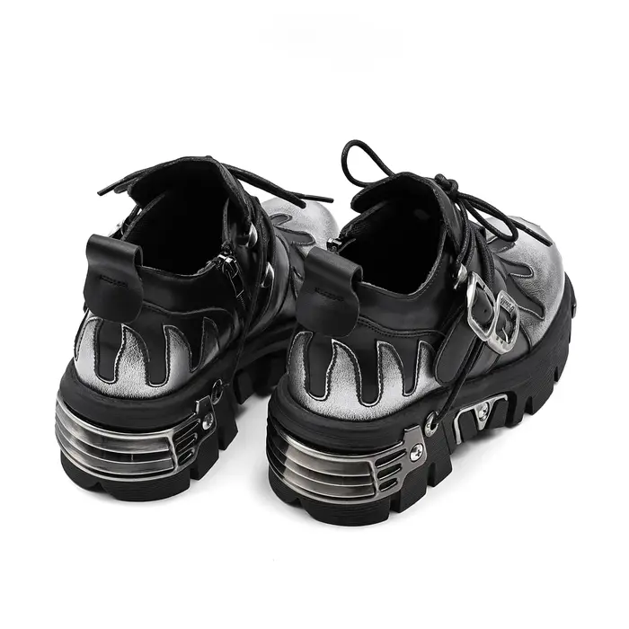Chaussures de Couple Rock Vintage pour hommes et femmes, bottes rétro en cuir Punk foncé, Design de 
