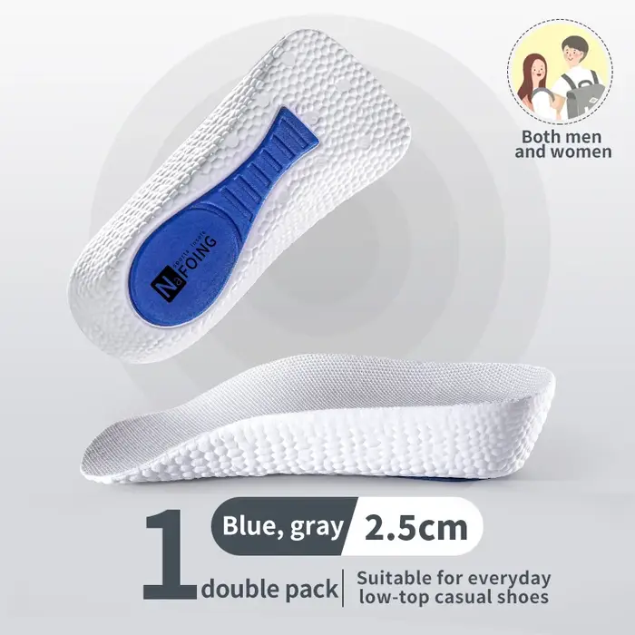 Semelles intérieures d'augmentation de la hauteur en mousse à mémoire de forme pour hommes femmes chaussures pieds