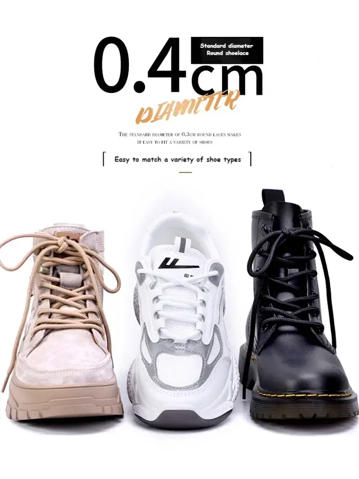 Lacets ronds solide classique Martin Boot lacets baskets décontractées lacets de chaussures pour cha