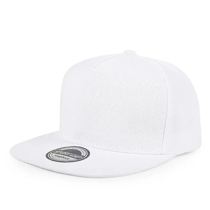 Casquettes à visière plate de couleur unie à cinq pièces avec logo imprimé personnalisé, chapeau hip