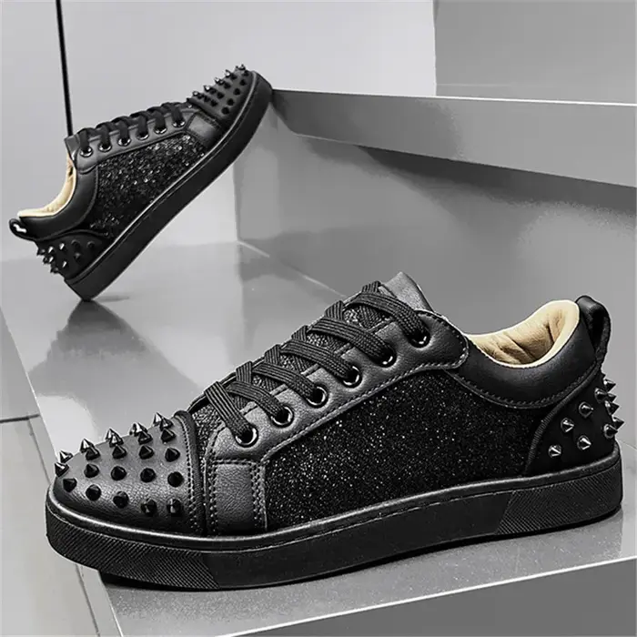 Mode nouveaux hommes Rivet Rock Punk mixte Patchwork cuir plate-forme chaussures mâle sport marche baskets