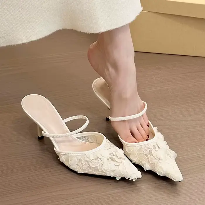 Escarpins à talons pour femmes, chaussures De styliste en maille à talons ouverts, imprimé à la mode, bout pointu, sandales Sexy pour dames, Zapatos De Tacon Mujer Elegantes