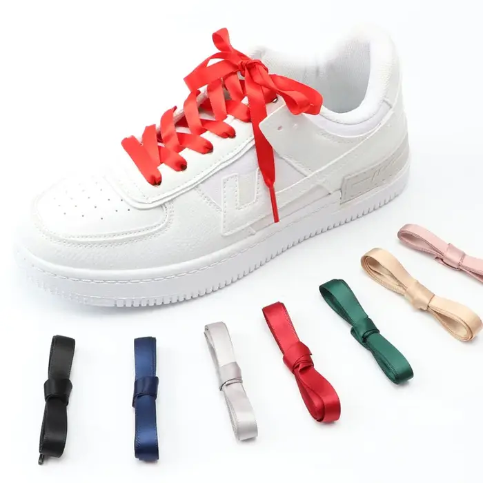 Lacets de chaussures en ruban de soie Satin lacets plats femmes baskets lacet bottes lacets pour cha