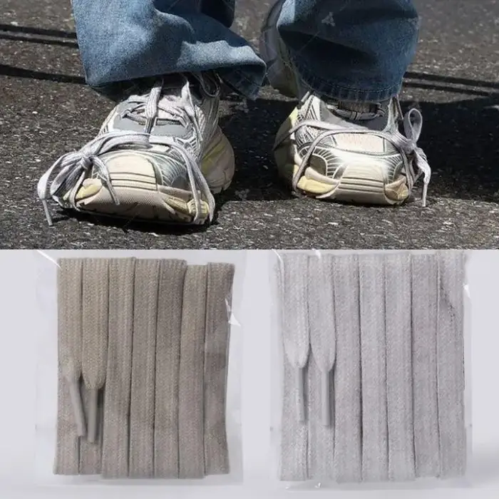 1 paire de lacets de chaussures sales en détresse blanc Beige 100cm de longueur corde orteil-bande corde de chaussure sale Sneaker chaussures d'entraînement lacets