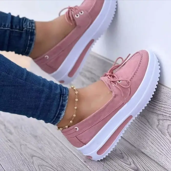 Chaussures à plateforme à lacets pour femmes, baskets décontractées, confortables à enfiler, anti-al