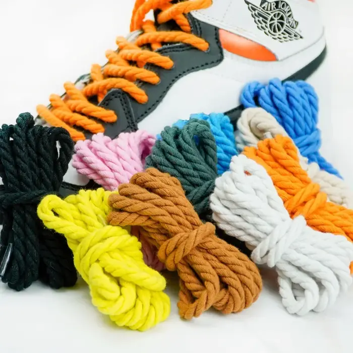 Lacets Lumineux Ronds en Coton de 0.6cm, Corde Torsadée, Baskets, Bottes, pour Chaussures AF1/mp, 1 