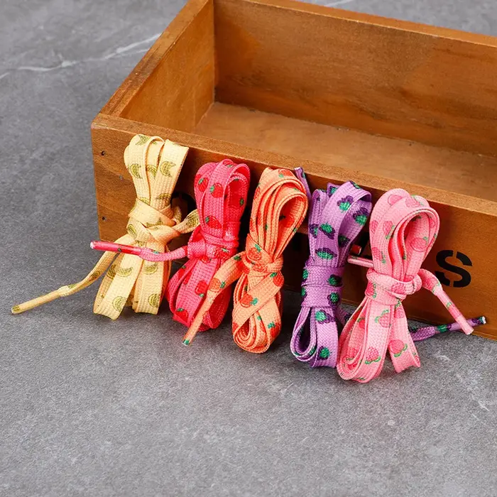 Lacets plats avec impression de Macaron, pour baskets, motif de Fruit imprimé, fraise, raisin, pêche