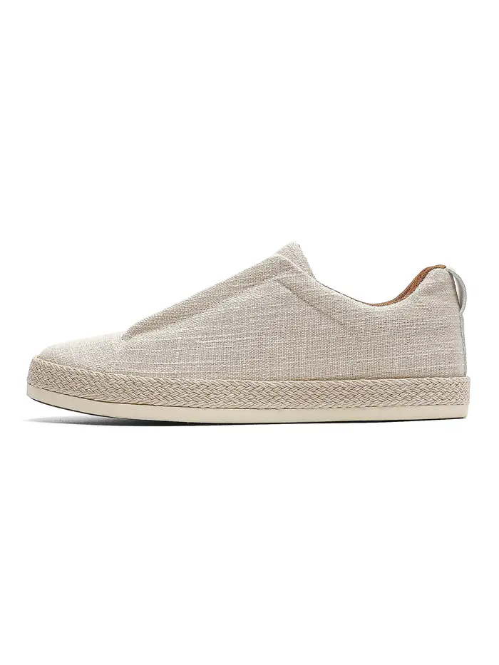 Chaussures décontractées en lin pour hommes, à enfiler, sans lacets, avec sangle élastique, baskets 