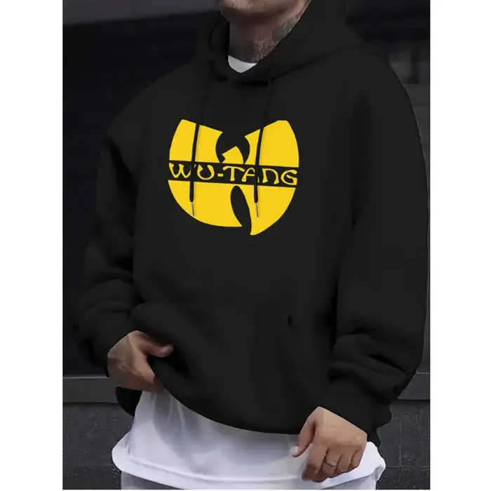 Sweat-shirt à capuche avec logo Wu-Tang imprimé, streetwear tendance pour hommes et femmes, style Ha