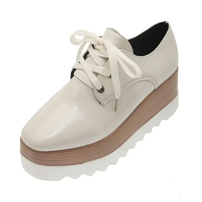 Baskets de Luxe à Plateforme pour Femme, Chaussures de dehors Confortables et Épaisses à Lacets, Nou