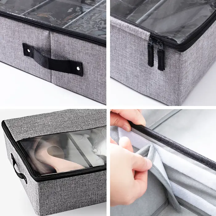 Boîte de rangement transparente pour chaussures, armoire à chaussures domestique peu encombrante, armoire à chaussures sous le lit, boîte de rangement anti-poussière pour chaussures et bottes