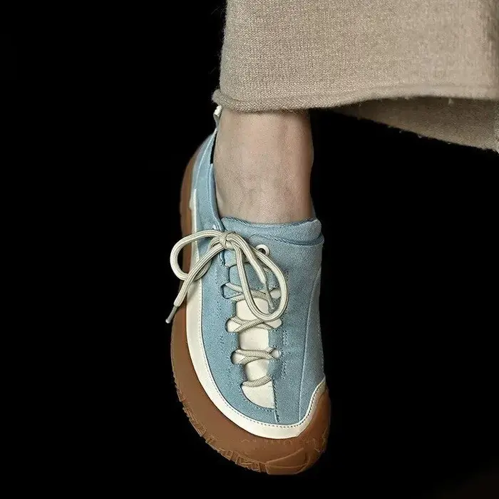 Chaussures de sport à lacets à bout rond pour femmes - nouveau style, semelle épaisse, polyvalentes et adaptées à la fois à un usage décontracté et sportif.