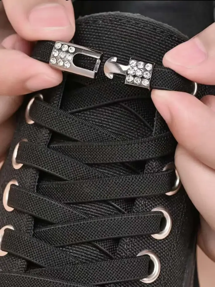Lacets de chaussures sans nœuds avec boucle diamant, lacets élastiques pour baskets, lacets pour enf