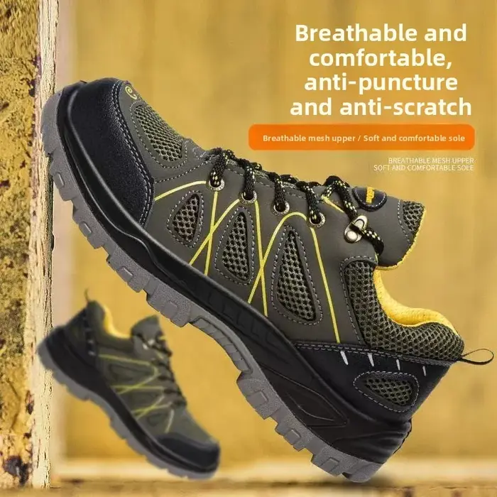 Chaussures de travail de sécurité pour hommes, maille respirante, embout en acier, antidérapantes, r