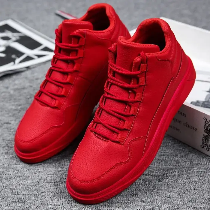 Chaussures de Skate montantes en cuir rouge pour hommes
