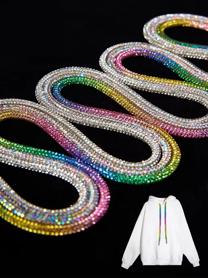 1 pièces lacets ronds en strass arc-en-ciel diamant lacet baskets lacets de chaussures cordon bricol