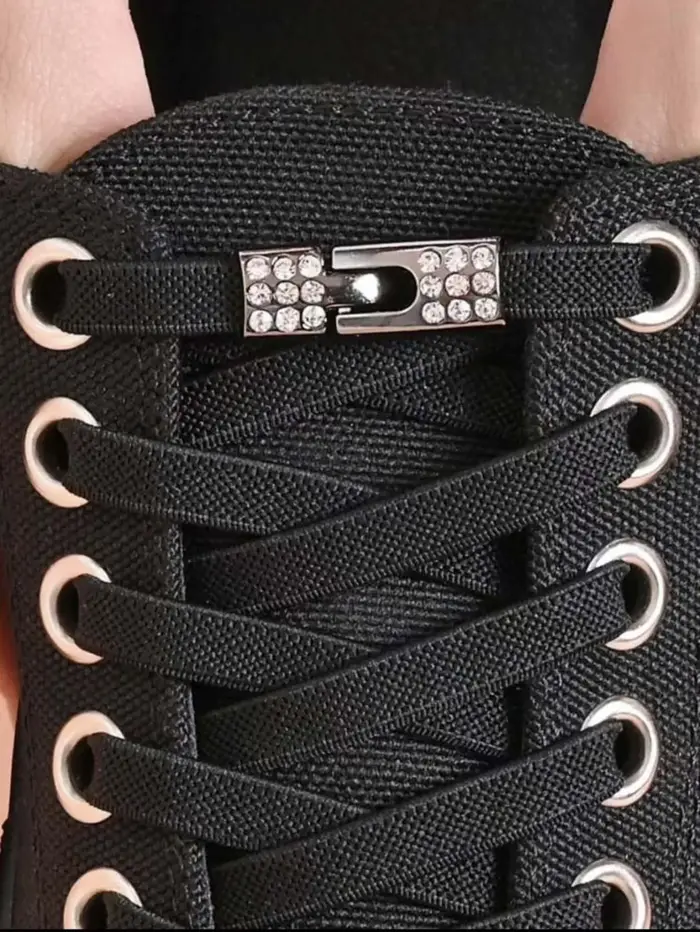 Lacets de chaussures sans nœuds avec boucle diamant
