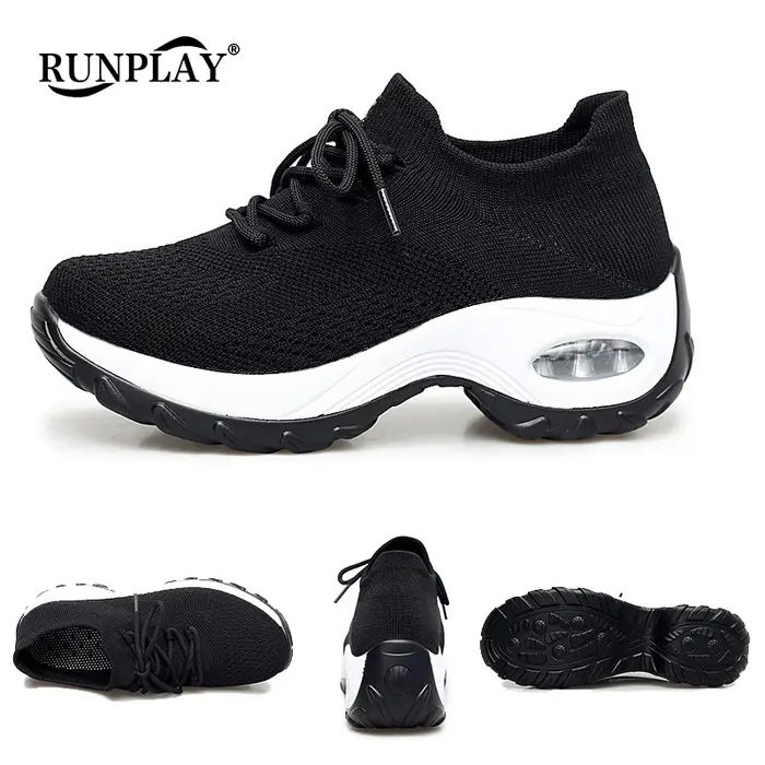 Baskets de course légères pour femmes, chaussures de sport respirantes, coussin d'air, tissage volant, marche en plein air, jogging, loisirs