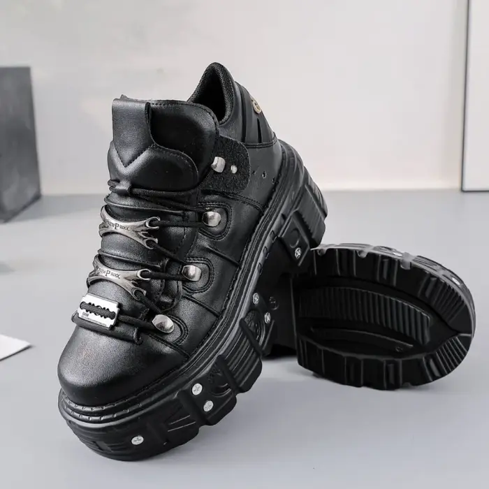 Nouveau Rock chaussures 2025 femmes noir papa