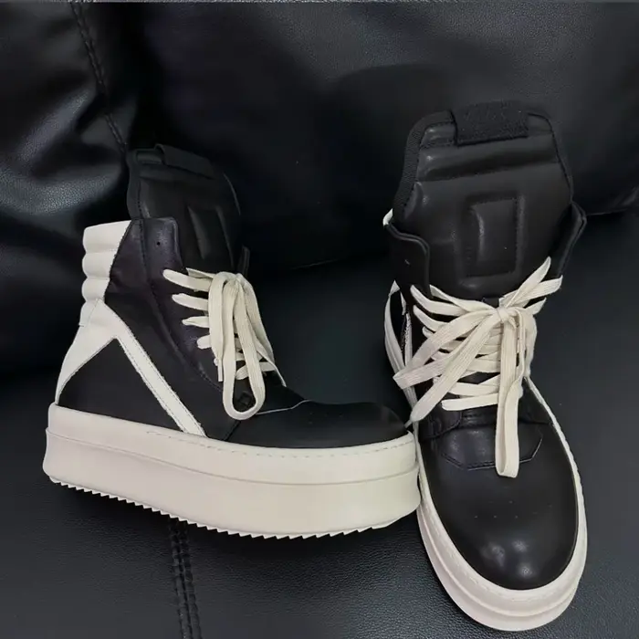 R-o Designer hommes chaussure femmes Sneaker chaussures hautes bottes en cuir noir luxe espadrilles décontractées fermeture éclair 6 cm semelle épaisse bottine