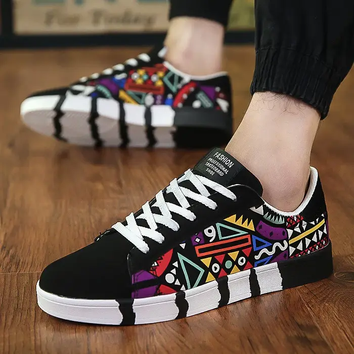 Baskets pour hommes mode Graffiti chaussures décontractées