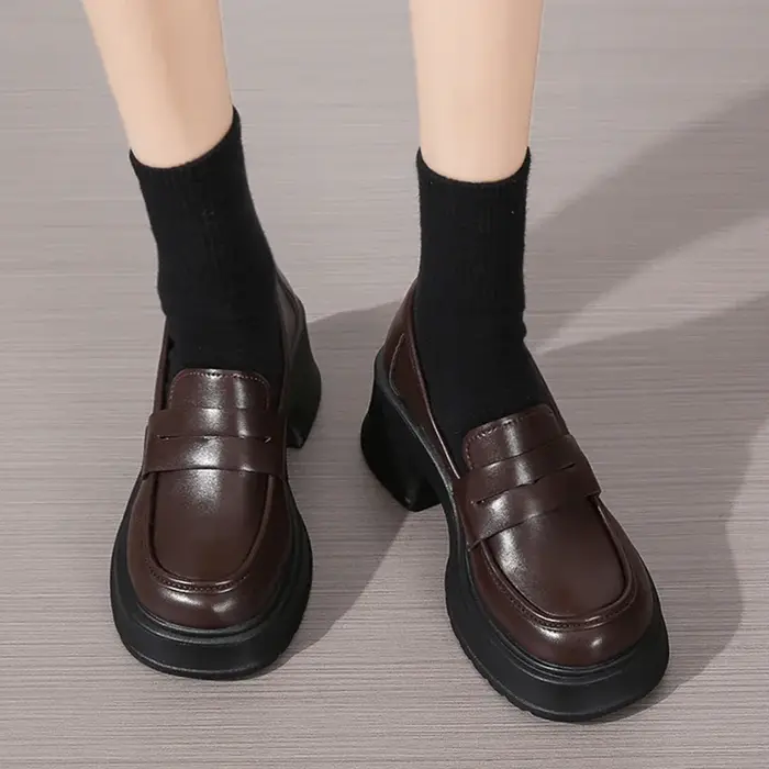 Lucyever-Mocassins à plateforme en cuir PU pour femmes