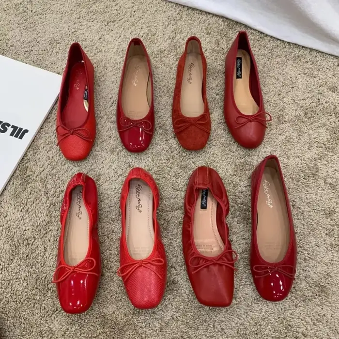 Zapatos MujerRetro Ultra-doux femmes chaussures printemps arc rouge semelle plate