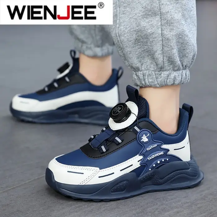 Chaussures de course en cuir imperméables et antidérapantes pour garçons